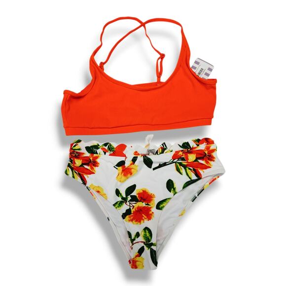 Double Zero Bikini Top L + Cupshe Bottoms L NWT Swim Set Two Piece Boho Vacay - Picture 1 of 5